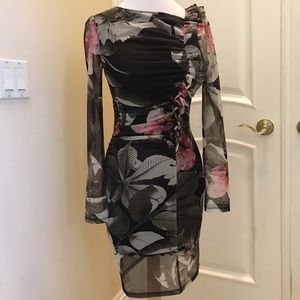 NWT Guess mesh ruffle cocktail dress